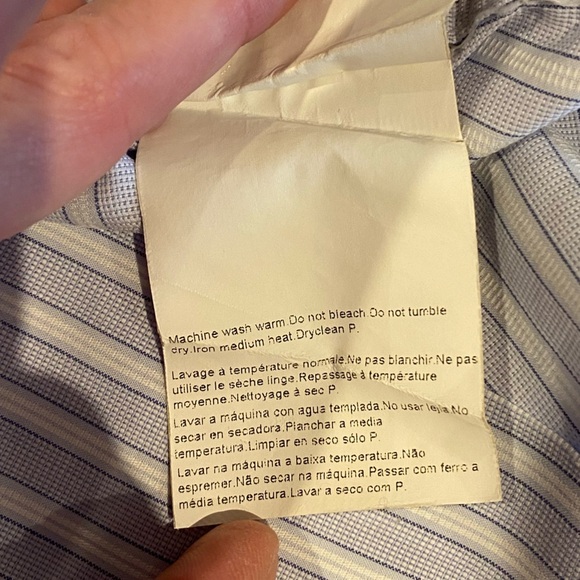 BOSS by HUGO BOSS Men's Striped White/Blue Button Down Shirt 16.5 Neck - Picture 6 of 12